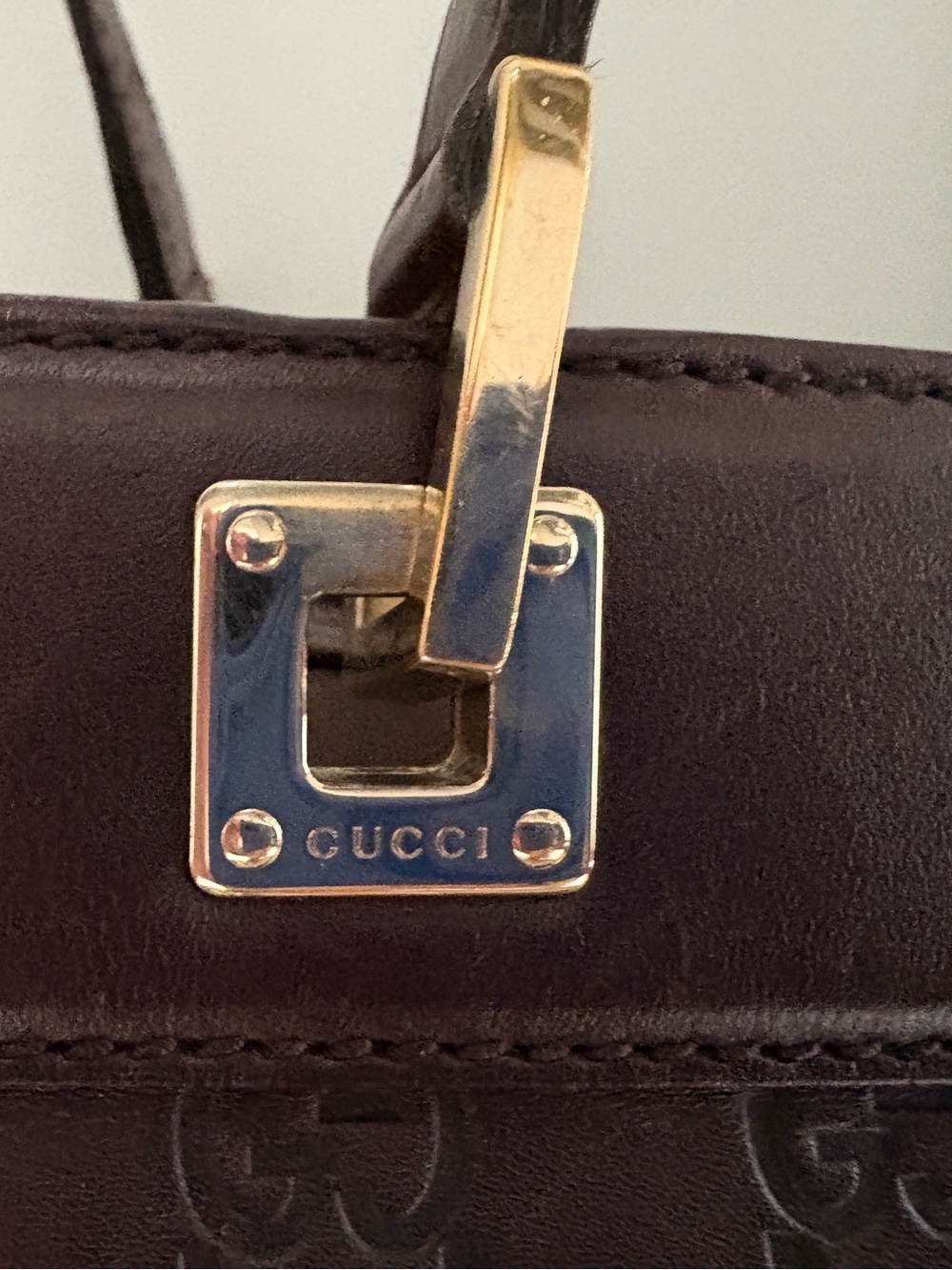 Title: Gucci Guccissima Punch Large Tote 145993 Brown Leather Horsebit bag - Picture 7 of 13